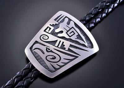 Silver Hopi Handmade Eagle & Arrowhead Tip Bolo Tie by Timothy Mowa 2B11H