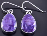Silver & Charoite Navajo Handmade Dangle Earrings by Shirley Lee 2J16A