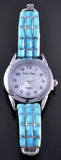 Silver & Turquoise Zuni Inlay Square Stone Watch by Caroline Malani 1L12E