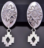 Traditional Design Silver Earring by Benson Manygoats 2K10Z