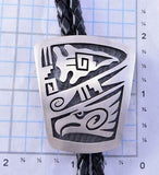 Silver Hopi Handmade Eagle & Arrowhead Tip Bolo Tie by Timothy Mowa 2B11H