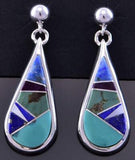 Teardrop Shaped Multistone Inlay Earrings by Evangline David 2K21E