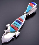 Silver & Turquoise Multistone Navajo Inlay Corn Pendant by Pam David 2E25T