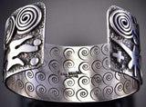 All Silver Bear & Navajo Life Cornstalk Dine' Bracelet by Alex Sanchez 1B08V