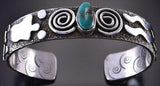 Silver & Turquoise Running River Navajo Bracelet by Alex Sanchez 1F22U