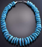14" Sleeping Beauty Turquoise & Coral Navajo Necklace 9A02Y
