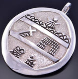 Silver Christ's Glorious Resurrection Navajo Round Pendant by Roger John 2F23K