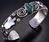 Silver & Turquoise Running River Navajo Bracelet by Alex Sanchez 1F22U