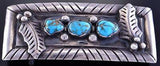 Vintage Silver & Turquoise Three Leaves Navajo Buckle by Ramon Platero 2C14B