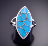 Size 7-3/4 Inlay Turquoise Ring by Orena Leekya 2L16Y