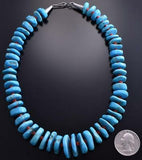 14" Sleeping Beauty Turquoise & Coral Navajo Necklace 9A02Y