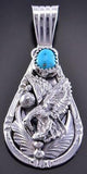 Silver & Turquoise Eagle In Flight Navajo Pendant by Henry Attakai 2B18O