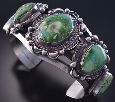 Silver & Turquoise Navajo Five Stone Bracelet by Tom Harris ZJ13G