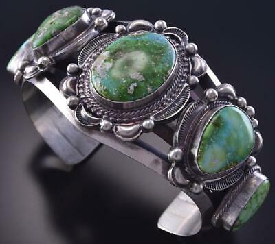 Silver & Turquoise Navajo Five Stone Bracelet by Tom Harris ZJ13G