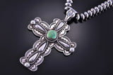 Silver & Royston Turquoise Navajo Cross Pendant by Alex Sanchez 2D12P