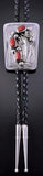 Silver & Mediterranean Coral Feather Navajo Bolo Tie by Wilbert Meyers 2B11K