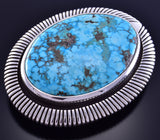 Large Kingman Turquoise Belt Buckle By Erick Begay 2OS1Y