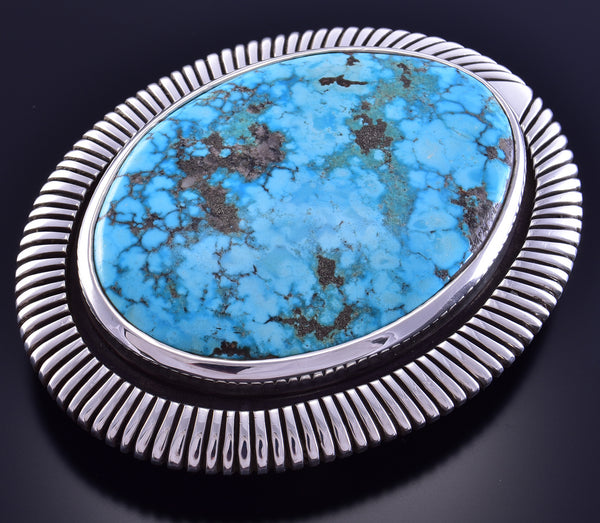 Large Kingman Turquoise Belt Buckle By Erick Begay 2OS1Y