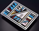 Vintage Silver & Turquoise Multistone Zuni Inlay Buckle by Ardale Mahooty 1D20P