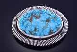 Large Kingman Turquoise Belt Buckle By Erick Begay 2OS1Y