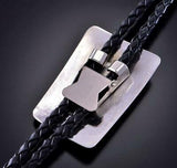 Silver & Mediterranean Coral Feather Navajo Bolo Tie by Wilbert Meyers 2B11K