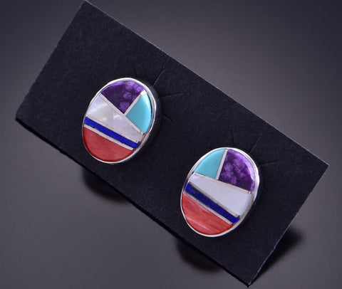 Multistone Post Inlay Earrings 2K25B