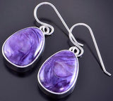 Silver & Charoite Navajo Handmade Dangle Earrings by Shirley Lee 2J16A