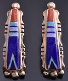 14k Gold & Lapis Multistone Navajo Inlay Earrings 8D21P