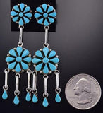 Silver & Turquoise Zuni Inlay Rounded Earrings by Arlo Kanteena 1B26U
