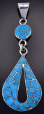 Silver & Turquoise Scallop Design Zuni Inlay Pendant by Lynelle Johnson 1F22D
