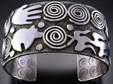 All Silver Bear & Navajo Life Cornstalk Dine' Bracelet by Alex Sanchez 1B08V