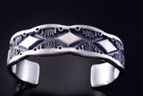 Silver Navajo Handmade Sunrises Men's Bracelet by Jerrold Tahe 2L08D