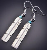 Silver and Turquoise Sacred Eagle Feather Earrings by David Kuticka 2K13W