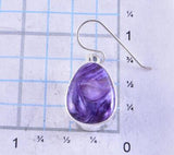 Silver & Charoite Navajo Handmade Dangle Earrings by Shirley Lee 2J16A