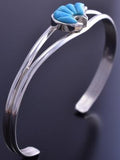 Silver & Turquoise Navajo Inlay Heartline Bear Bracelet 8E03Z