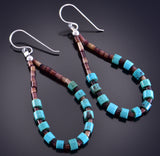 Navajo Turquosie Bead Loop Earrings by Corraine Smith 2E16D