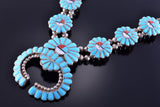 Silver Multistone Zuni Sunface Squash Blossom Necklace & Earring Set by Marisa Selecion 2F28E