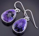 Silver & Charoite Navajo Handmade Dangle Earrings by Shirley Lee 2J16J