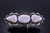 Adjustable Silver & White Buffalo Turquoise Horizontal Ring by Betta Lee 2A04F