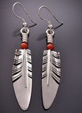 Ray Tracey Medium Feather Earrings with Coral - 1J10Y