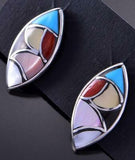 Silver & Turquoise Multistone Zuni Inlay Earrings by Antoinetti Ahiyite 2B18F