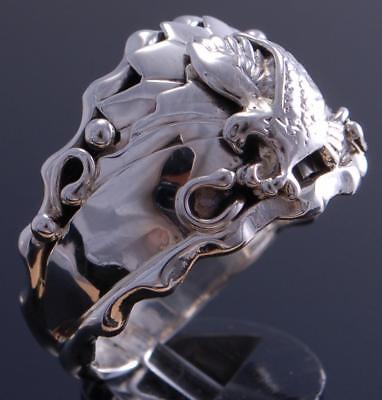 Size 11-3/4 All Silver Hunting Eagle Men's Ring by G. Francisco 8J10F