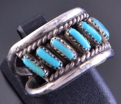 Vintage Size 6-1/4 Silver & Turquoise Needle Point Zuni Ring 2F23D