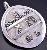 Silver Christ's Glorious Resurrection Navajo Round Pendant by Roger John 2F23K