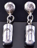 Silver Navajo Handstamped Tubular Dangle Earrings by Kim Yazzie 2B07H