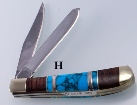 Turquoise & Mother of Pearl  Inlay Stainless Steel Knife 2L26H