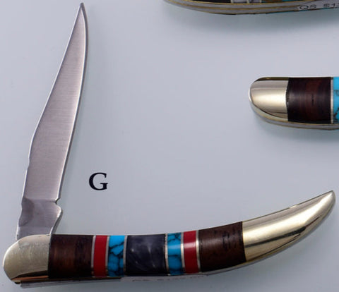 Turquoise & Coral Inlay Stainless Knife 2L26G