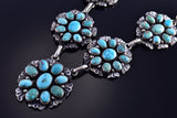 Silver & Turquoise Navajo Handmade Necklace & Earring Set by Bobby Johnson 1K18Q