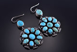 Silver & Turquoise Navajo Handmade Necklace & Earring Set by Bobby Johnson 1K18Q