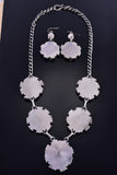 Silver & Turquoise Navajo Handmade Necklace & Earring Set by Bobby Johnson 1K18Q